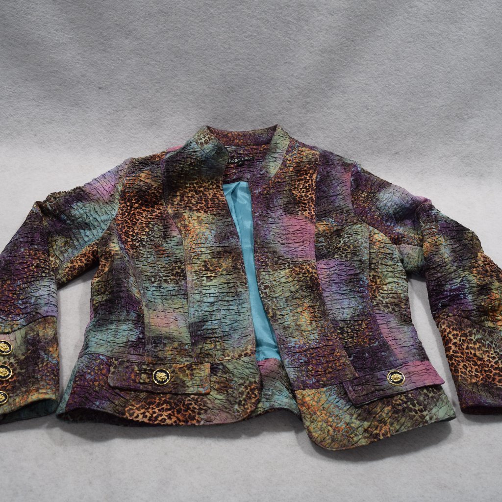 Boho Chic Multicolor Graphic Floral Blazer 12 Gently Used #846